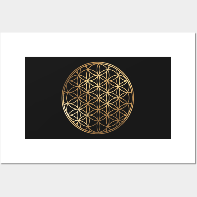 Flower of Life, Faux Gold Foil Wall Art by PixDezines